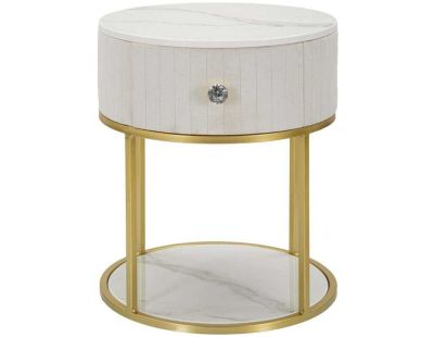 Table de chevet en métal Montpellier 42 x 48 cm (Crème)
