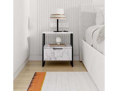 Table de chevet avec rangements Pal (Marbre Carrara)