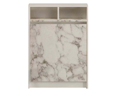 Table de cuisine pliante avec rangements Bracked (Blanc marbré)