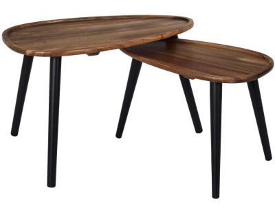 Table gigogne galet en acacia (Lot de 2)