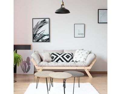 Table gigogne pieds fils (Lot de 3) (Beige et noir)