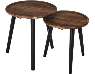Table gigogne ronde en acacia (Lot de 2)