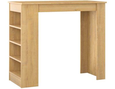 Table haute avec étagères en agglomère Swallow (Chêne)