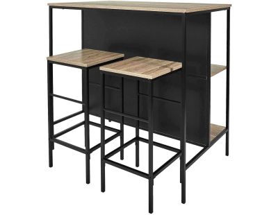 Table ilot en bois avec 2 tabourets Loka