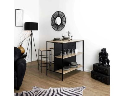 Table ilot en bois avec 2 tabourets Loka
