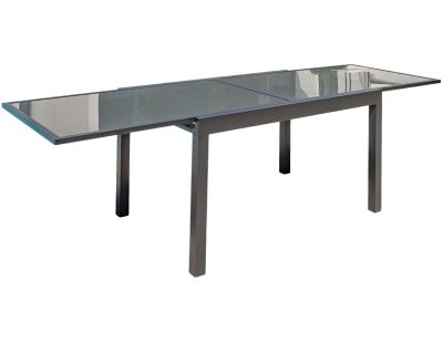 Table de jardin en aluminium et plateau verre avec rallonge intégrée Tolede (Plateau réglable de 135 à 270 cm)