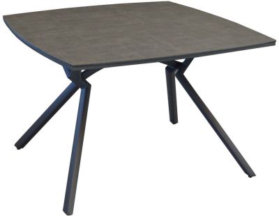 Table de jardin carrée en aluminium plateau HPL Loane (Gris)