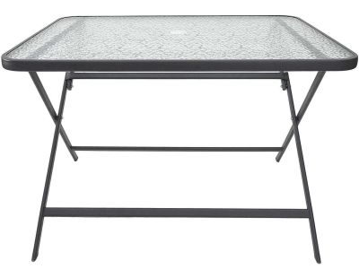 Table de jardin en métal et verre trempé Formentera 110 x 70 cm (Gris)