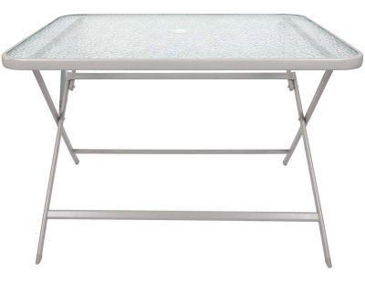 Table de jardin en métal et verre trempé Formentera 110 x 70 cm (Beige)