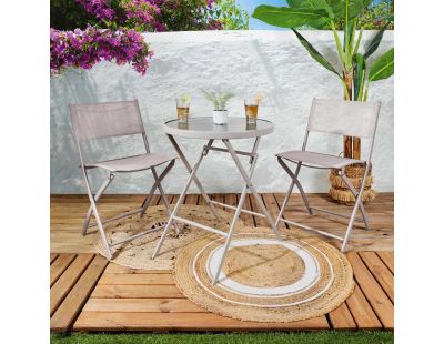 Table de jardin pliable en métal Elba (Beige)