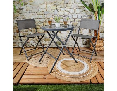 Table de jardin pliable en métal Elba (Gris)