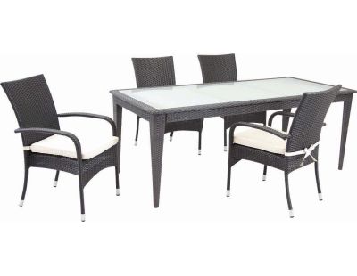 Table de jardin en polyrésine et verre (Noir)