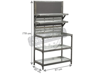 Table de jardinage en bois vieilli et zinc