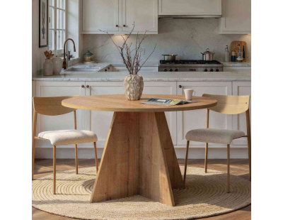 Table à manger ronde en aggloméré Virella (Chêne)