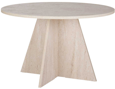 Table à manger ronde en aggloméré Virella (Travertine)