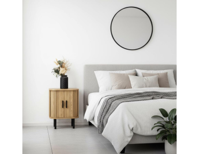 Table de nuit en bois et métal à lamelles KYOTO (Lot de 2)