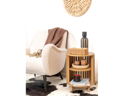 Table de nuit en rond lamelle