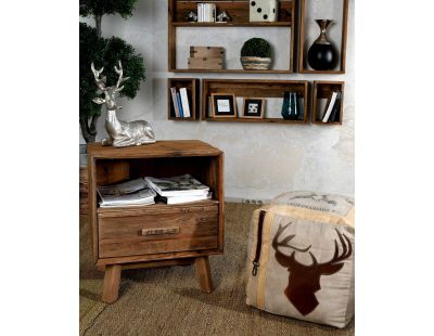 Table de nuit en pin recyclé REWOOD
