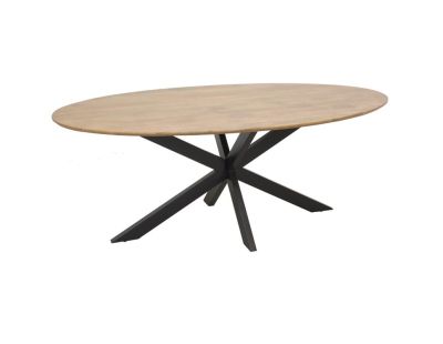 Table ovale en manguier et métal pied étoile