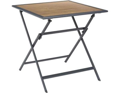 Table pliable en métal anthracite et effet bois Barcelone (70 x 70 cm)
