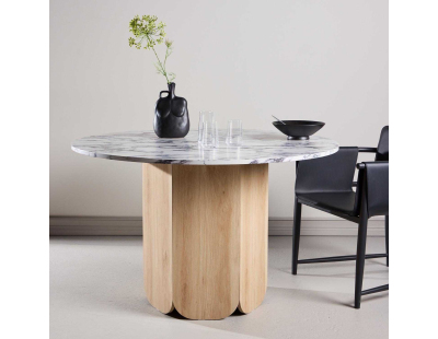 Table repas en MDF Tekla 120 x 75 cm (Naturel et plateau effet marbre)