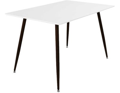 Table de repas en MDF et acier 120 x 80 cm Polar (Blanc avec pieds noirs)