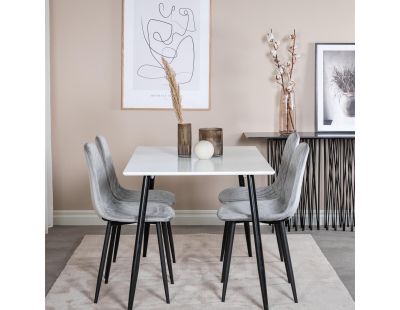 Table de repas en MDF et acier 120 x 80 cm Polar (Blanc avec pieds noirs)