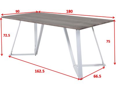 Table de repas acier et MDF Marina 180 x 90 cm