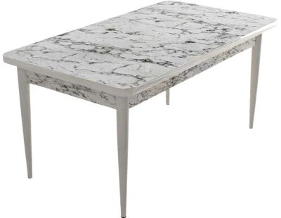 Table de repas en aggloméré Nil (Blanc marbré)
