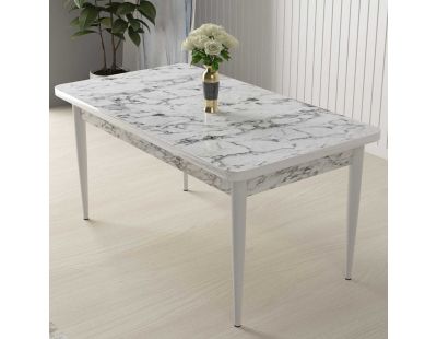 Table de repas en aggloméré Nil (Blanc marbré)