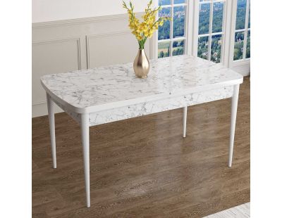 Table de repas en aggloméré avec pieds en métal Han (Blanc)