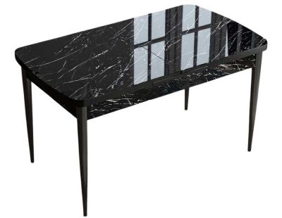 Table de repas en aggloméré avec pieds en métal Han (Noir marbré)
