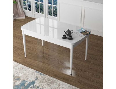 Table de repas en aggloméré avec rallonge Zen (Blanc)