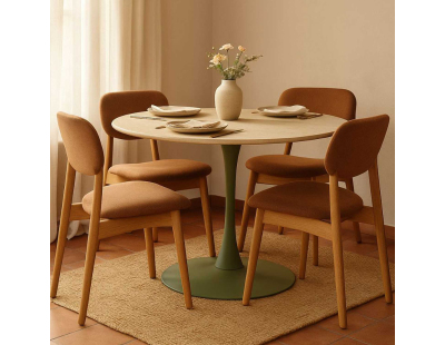 Table repas en métal et MDF 120 x 76 cm (Vert et crème)