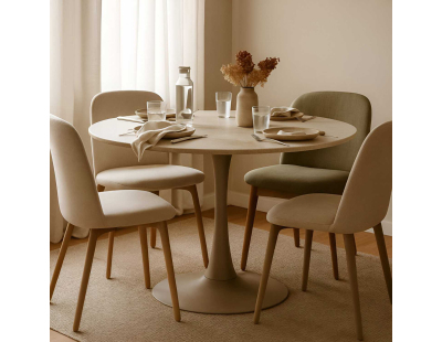 Table repas en métal et MDF 120 x 76 cm (Crème)