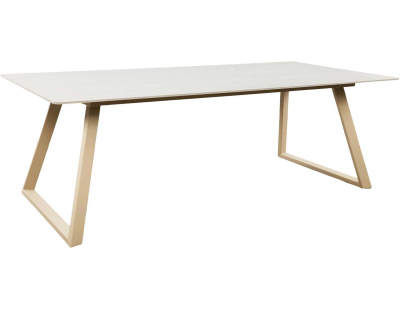 Table de repas 200 x 90 cm en pierre frittée Estelle (Beige)