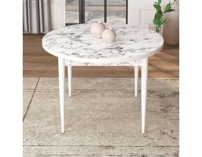 Table de repas ronde avec pieds métal Tor (Blanc marbré)