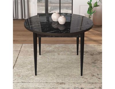 Table de repas ronde avec pieds métal Tor (Noir marbré)