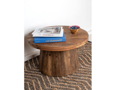 Table basse ronde en bois recyclé REWOOD ( Ø66 H39)