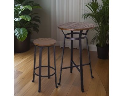 Table ronde mange-debout plateau en bois d'orme 60 cm