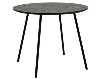 Table ronde avec plateau plaquage frêne noir