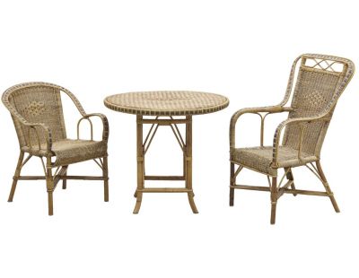 Table ronde en rotin patiné et coloré Surabaya (Ø 100)