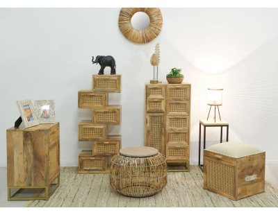 Table en rotin et bois Utopie