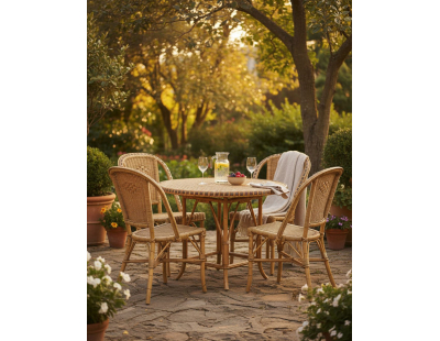 Table en rotin patiné et coloré