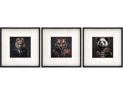 Tableau décoratif Animal head 40 x 40 cm (Lot de 3) (Animaux de la jungle)