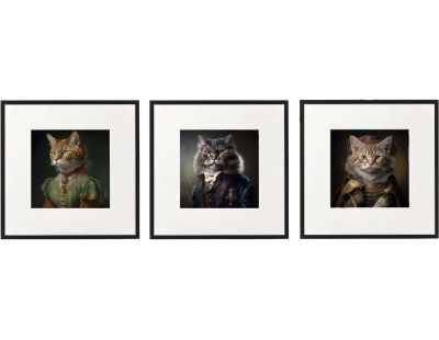 Tableau décoratif Animal head 40 x 40 cm (Lot de 3) (Chats)