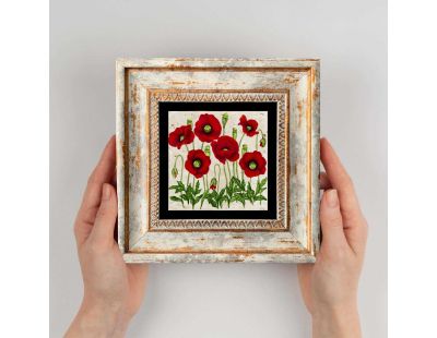 Tableau décoratif en bois et métal 20 x 20 cm (Fleur rouge)