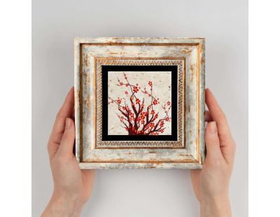 Tableau décoratif en bois et métal 20 x 20 cm (Arbre en fleurs)