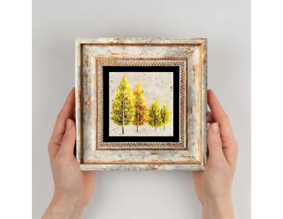 Tableau décoratif en bois et métal 20 x 20 cm (Arbres)
