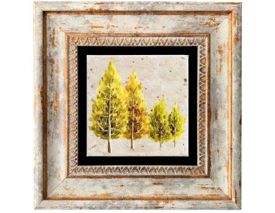 Tableau décoratif en bois et métal 20 x 20 cm (Arbres)